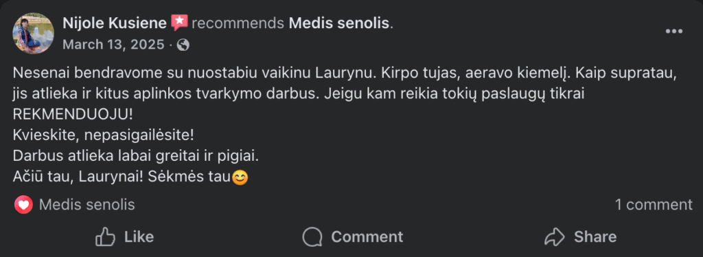 Tujų karpymas atsiliepimas 2